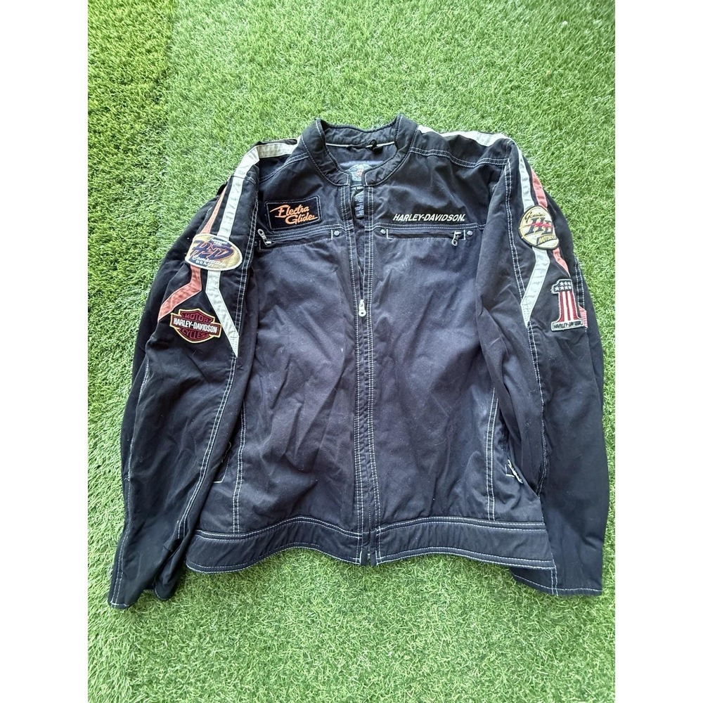 Harley Davidson H-D Motorcycle Riding Jacket Lined Full Zip Men's 2XL Black